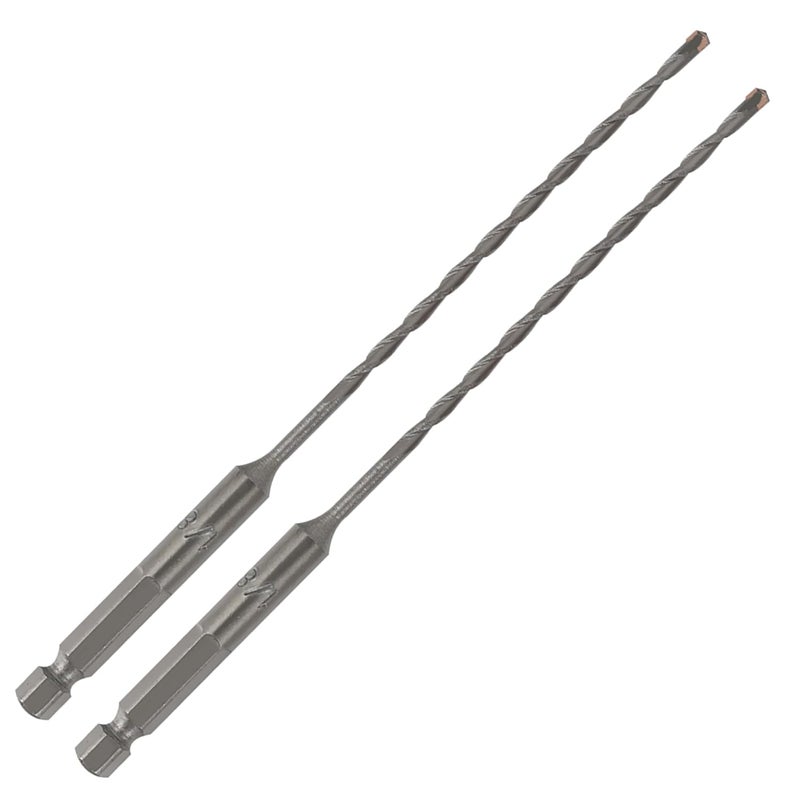 Narwhal 1/8 Inch Masonry Drill Bits (2 Pack - 6" Length Industrial Grade) Carbide Tipped Easily Cuts Through Concrete, Cement, Block, Stone, & More! - Image 1